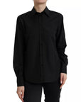 Dolce & Gabbana Black Cotton Collared Formal Dress Shirt Top