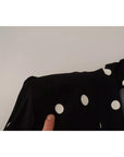 Dolce & Gabbana Black Polka Dots Silk Pussy Bow Long Sleeves Top