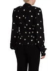 Dolce & Gabbana Black Polka Dots Silk Pussy Bow Long Sleeves Top