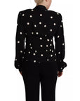 Dolce & Gabbana Black Polka Dots Silk Pussy Bow Long Sleeves Top
