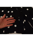 Dolce & Gabbana Black Polka Dots Silk Pussy Bow Long Sleeves Top
