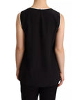 Dolce & Gabbana Black Silk Eleganza Print Sleeveless Tank Top