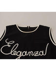 Dolce & Gabbana Black Silk Eleganza Print Sleeveless Tank Top