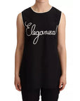 Dolce & Gabbana Black Silk Eleganza Print Sleeveless Tank Top