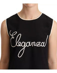 Dolce & Gabbana Black Silk Eleganza Print Sleeveless Tank Top