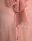Dolce & Gabbana Pink Long Sleeves Ascot Collar Top Blouse