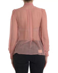 Dolce & Gabbana Pink Long Sleeves Ascot Collar Top Blouse