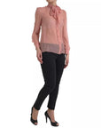 Dolce & Gabbana Pink Long Sleeves Ascot Collar Top Blouse