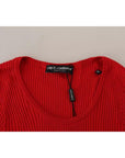Dolce & Gabbana Red Silk T-shirt Short Sleeve Top Blouse