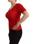 Dolce & Gabbana Red Silk T-shirt Short Sleeve Top Blouse