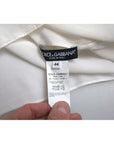 Dolce & Gabbana White Floral Silk Ascot Collared Top Blouse