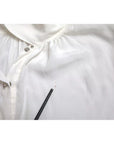 Dolce & Gabbana White Floral Silk Ascot Collared Top Blouse