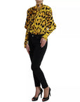 Dolce & Gabbana Yellow Leopard Print Long Sleeves Top Blouse