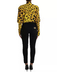 Dolce & Gabbana Yellow Leopard Print Long Sleeves Top Blouse