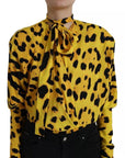 Dolce & Gabbana Yellow Leopard Print Long Sleeves Top Blouse