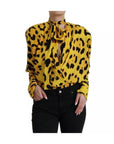 Dolce & Gabbana Yellow Leopard Print Long Sleeves Top Blouse