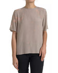 Dolce & Gabbana Brown Round Neck Short Sleeve Blouse Top