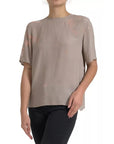 Dolce & Gabbana Brown Round Neck Short Sleeve Blouse Top