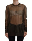 Dolce & Gabbana Black Transparent Crewneck Long Sleeves Top