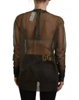 Dolce & Gabbana Black Transparent Crewneck Long Sleeves Top