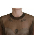 Dolce & Gabbana Black Transparent Crewneck Long Sleeves Top