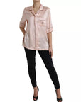Dolce & Gabbana Pink Silk Long Sleeves Logo Pajama Blouse Top