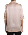 Dolce & Gabbana Pink Silk Long Sleeves Logo Pajama Blouse Top