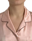 Dolce & Gabbana Pink Silk Long Sleeves Logo Pajama Blouse Top