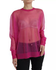 Dolce & Gabbana Pink Transparent Crewneck Long Sleeves Top