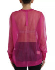 Dolce & Gabbana Pink Transparent Crewneck Long Sleeves Top