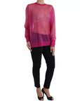 Dolce & Gabbana Pink Transparent Crewneck Long Sleeves Top