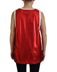 Dolce & Gabbana Red Nylon Logo Print Sleeveless Jersey Top