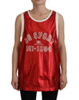 Dolce & Gabbana Red Nylon Logo Print Sleeveless Jersey Top