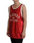 Dolce & Gabbana Red Nylon Logo Print Sleeveless Jersey Top