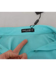 Dolce & Gabbana Blue Collar Long Sleeve Blouse Silk Top
