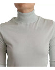 Dolce & Gabbana Mint Green 3/4 Sleeves Turtle Neck Silk Top