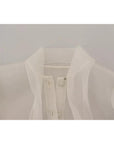 Dolce & Gabbana White Ascot Collar Long Sleeves Blouse Top