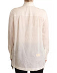 Dolce & Gabbana White Blouse Ascot Collar Shirt Silk Button Top