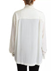 Dolce & Gabbana White Blouse Ascot Collar Shirt Silk Top