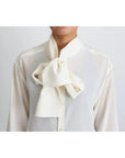 Dolce & Gabbana White Blouse Ascot Collar Shirt Silk Top