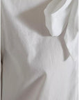 Dolce & Gabbana White Cotton Ascot Collar Long Sleeves Top
