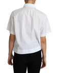 Dolce & Gabbana White Cotton Decorative Button Collared Top