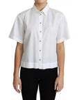 Dolce & Gabbana White Cotton Decorative Button Collared Top