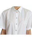 Dolce & Gabbana White Cotton Decorative Button Collared Top