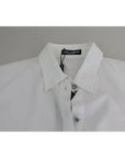 Dolce & Gabbana White Cotton Decorative Button Collared Top