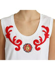 Dolce & Gabbana White Cotton Heart Applique Sleeveless Tank Top