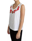 Dolce & Gabbana White Cotton Heart Applique Sleeveless Tank Top