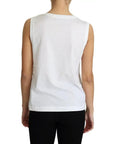 Dolce & Gabbana White Cotton Heart Applique Sleeveless Tank Top
