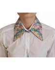 Dolce & Gabbana White Floral Jacquard Cotton Long Sleeves Top