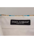 Dolce & Gabbana White Floral Jacquard Cotton Long Sleeves Top